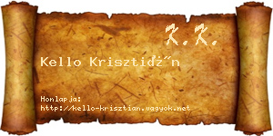 Kello Krisztián névjegykártya